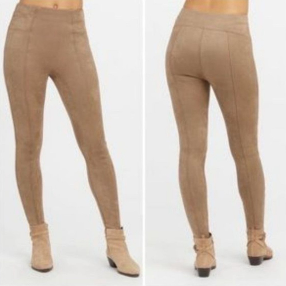 Spanx Women’s Faux Suede Slimming Leggings Pants In Beige Size XL - Picture 4 of 14